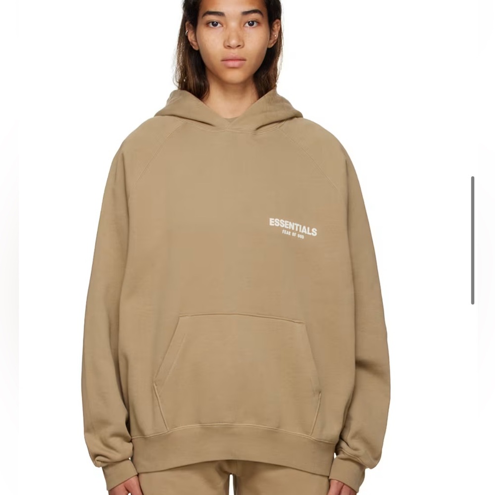 Fear of God Essentials Tan Sweater Hoodie Relaxed Fit size XL